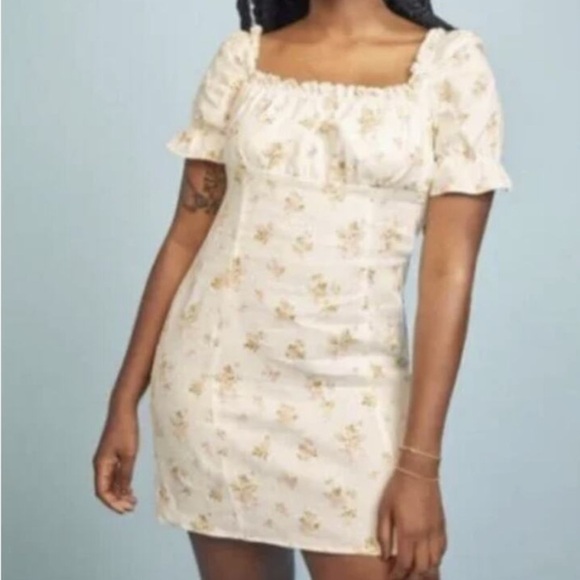 Reformation Robles Linen Dress White Ivory Floral Puff Sleeve Mini Baby Doll 12 - Picture 16 of 16